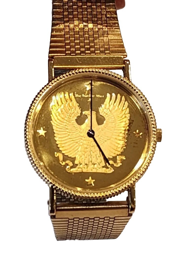 Franklin Mint Eagle Sterling Silver Dial Gold Plated Watch 1988 | eBay