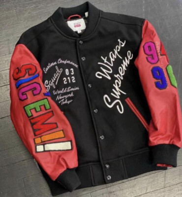 Supreme WTAPS Varsity Jacket Black Large Size | eBay