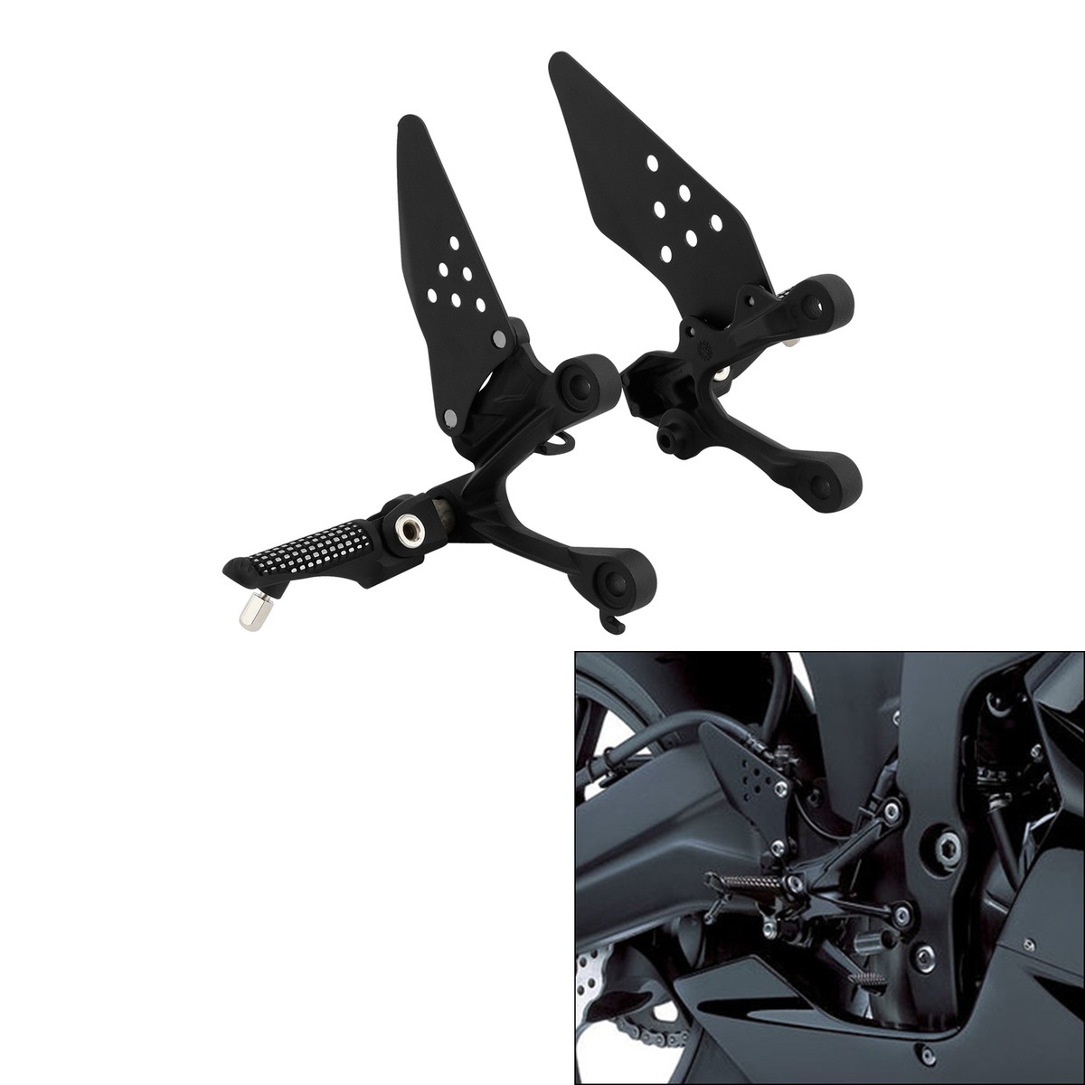 Driver Foot Pegs Footrests Bracket Fit For Kawasaki Ninja ZX6R