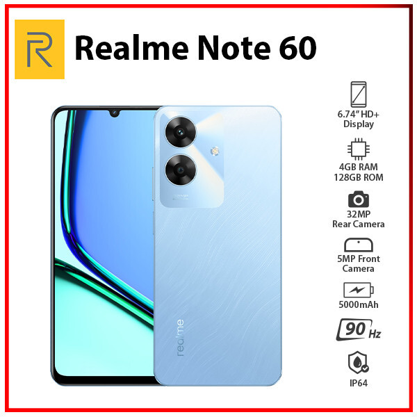 New) Realme Note 60 4GB+128GB BLUE Global Ver. Dual SIM Android