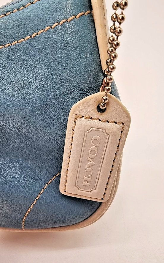 Vintage Coach Y2K Blue & White Leather Demi Hamptons Buckle Mini