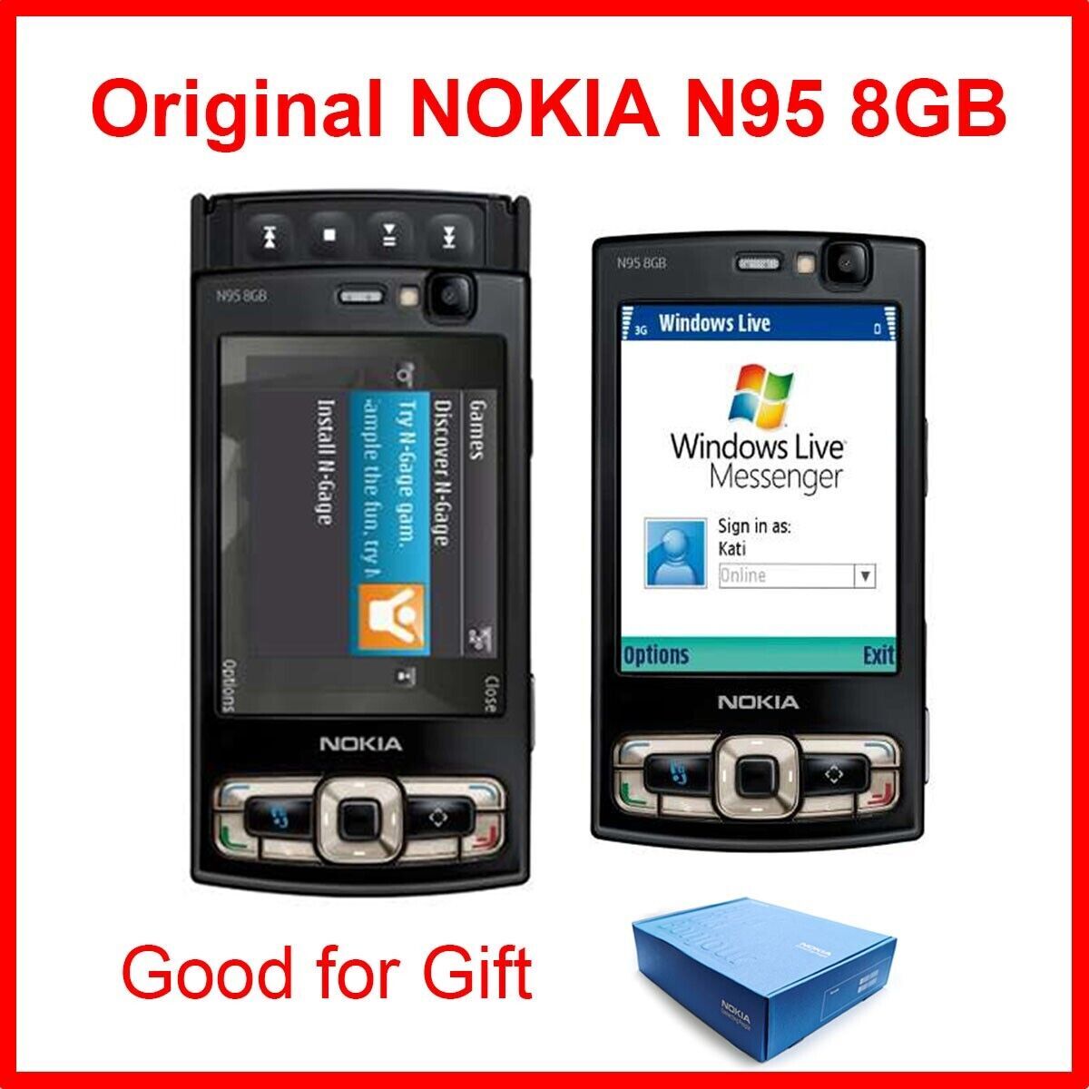 Original Unlocked NOKIA N95 8GB Mobile Phone 3G 5MP Wifi GPS 2.8