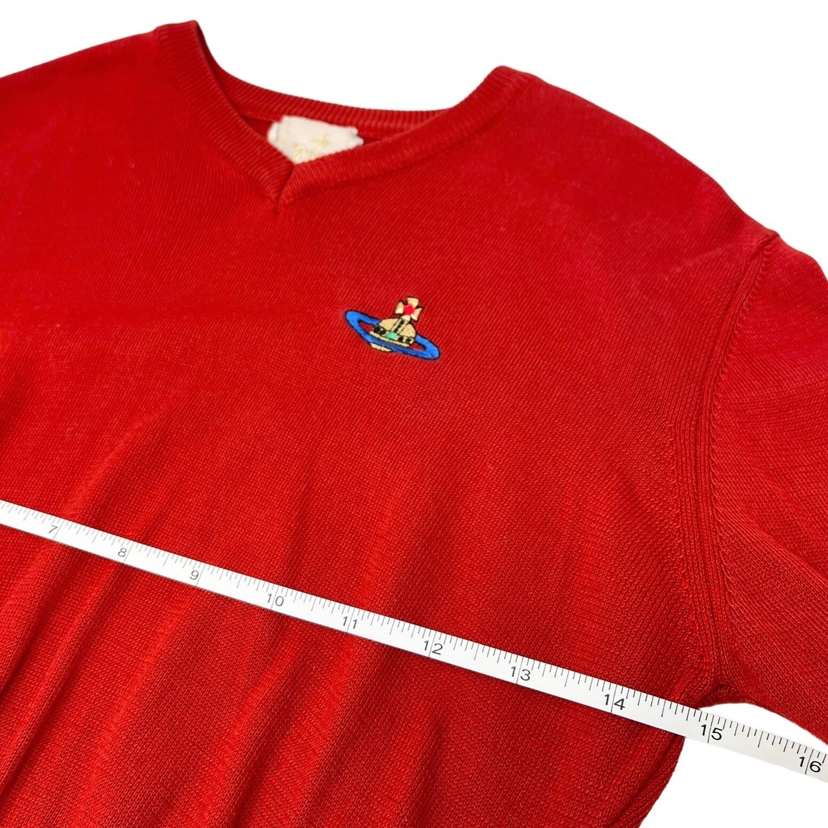 Vivienne Westwood Vintage Orb Logo Cropped Top #M V-neck Red Knit