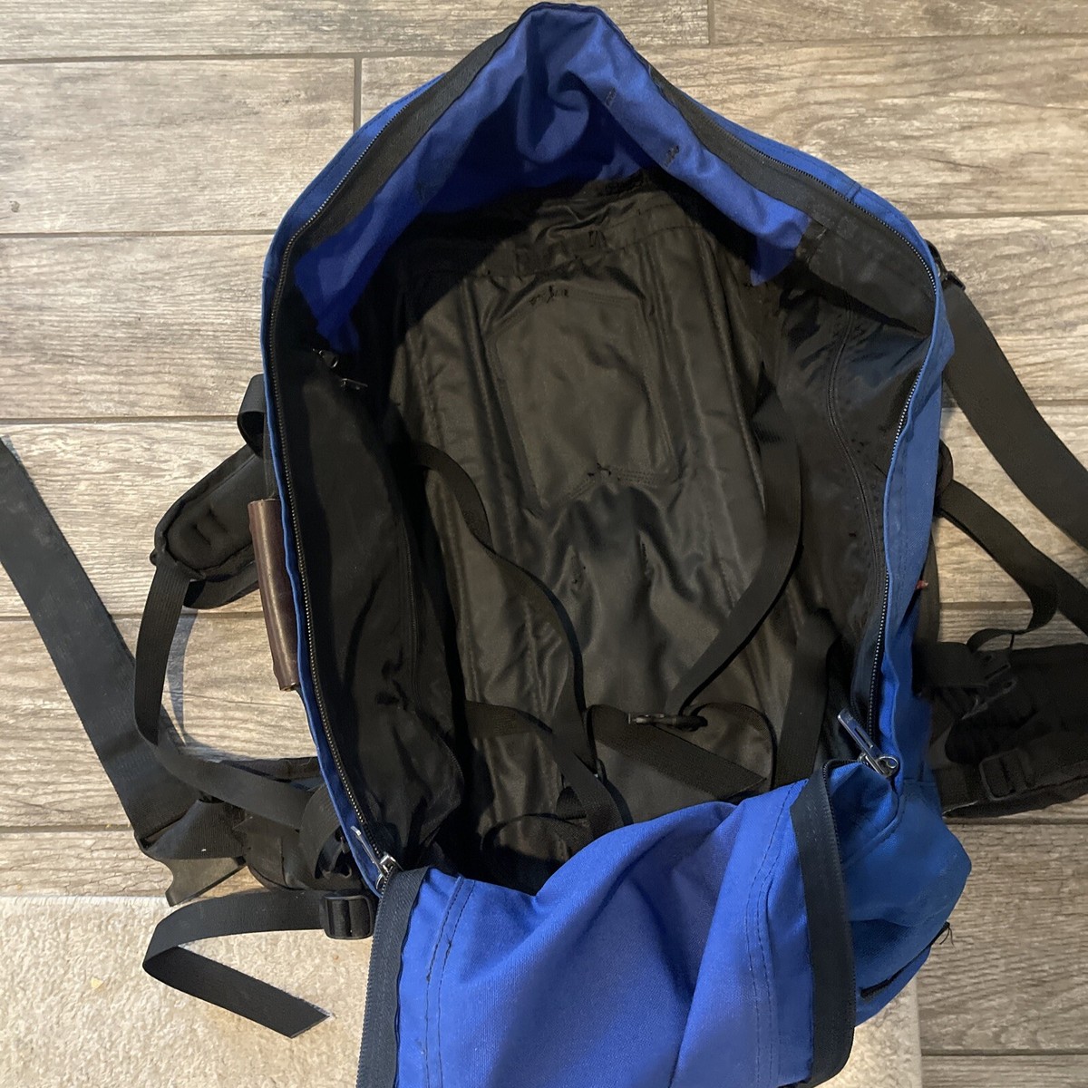 VTG MEI Duffle Bag Hiking Backpack Made in USA - Blue Black - RARE
