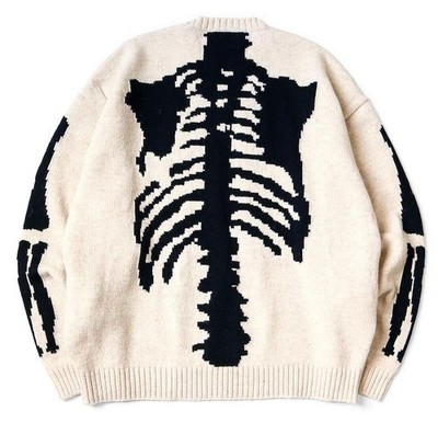KAPITAL 5G wool bone crew sweater Skeleton ecru new | eBay