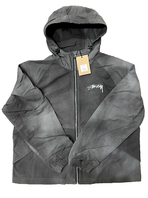 Stussy WAVE DYE BEACH SHELL Style 115647 Windbreaker Jacket Black
