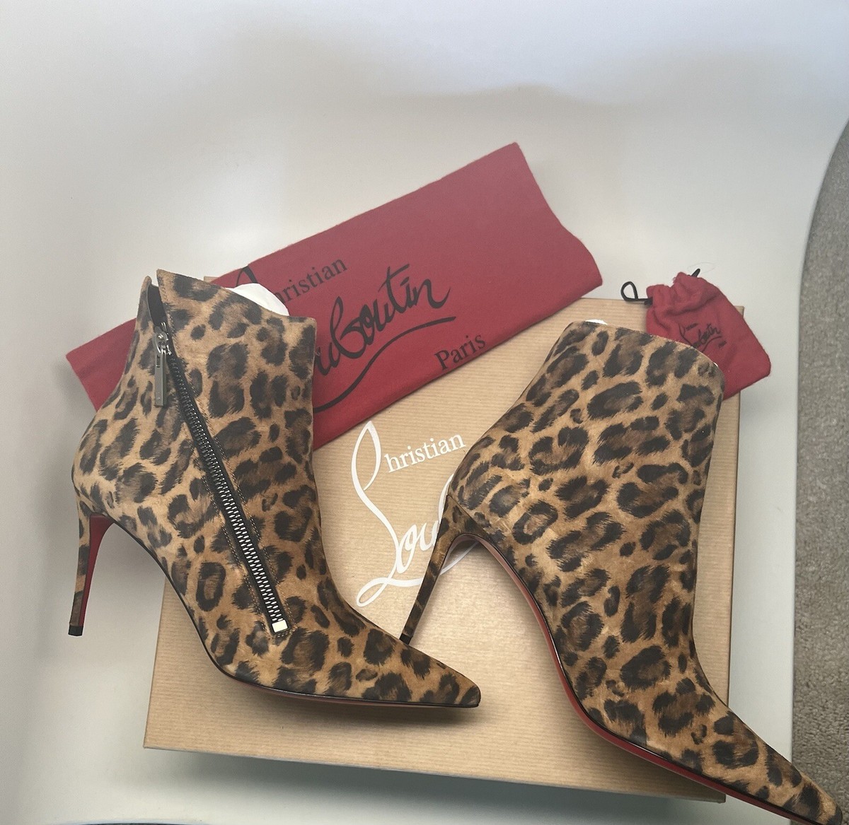 Christian Louboutin Birgikate 85mm Leopard Print Veau Velour Kitty