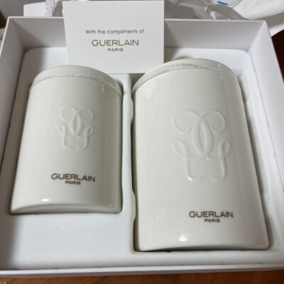 Guerlain Ceramic Jar Storage Case Small Large 2 Set Cosmetic