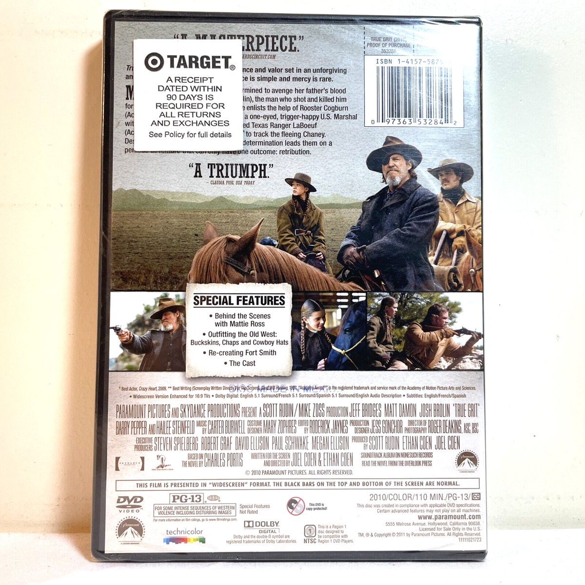 TRUE GRIT (2010) DVD Jeff Bridges, Matt Damon, Josh Brolin - Drama