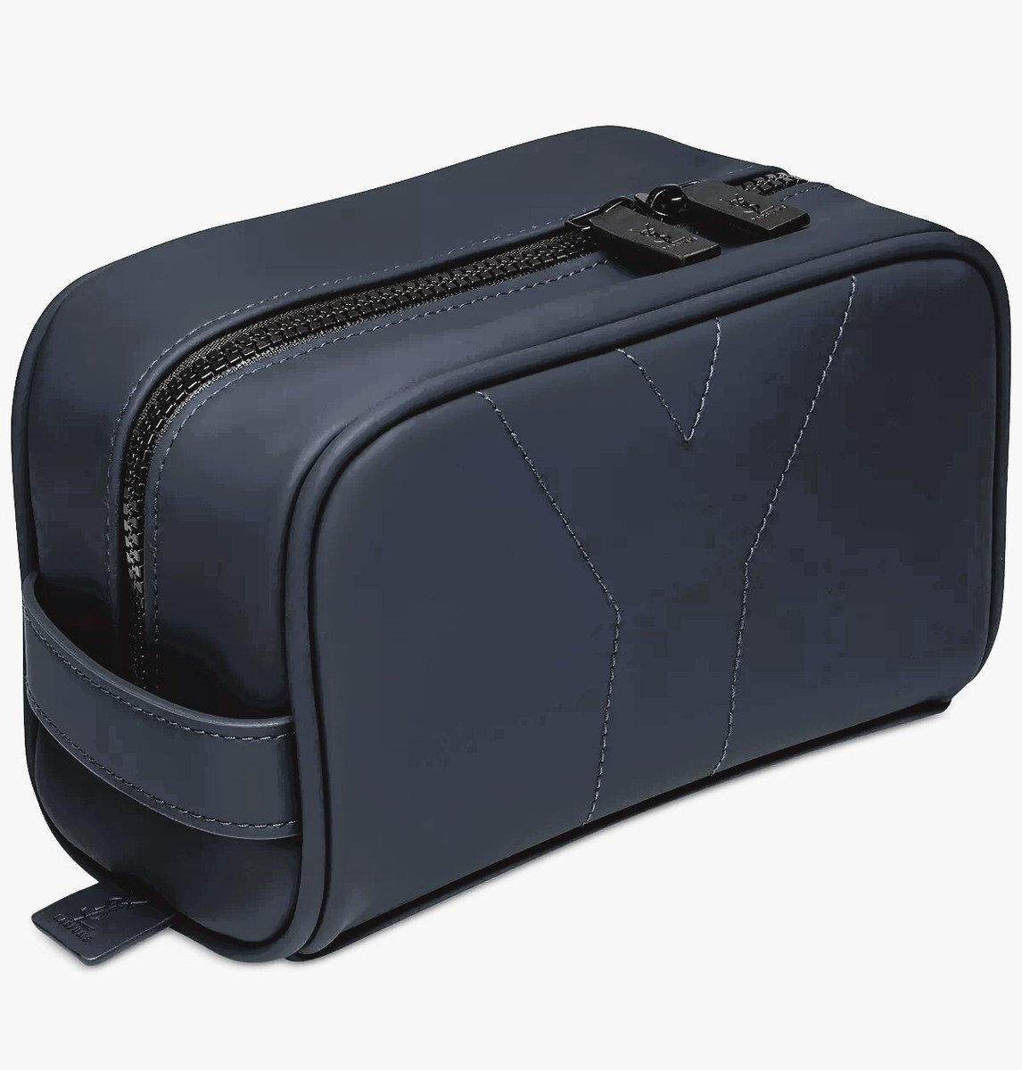 Yves Saint Laurent YSL 'Y' Navy Faux Leather Toiletry Shave Bag