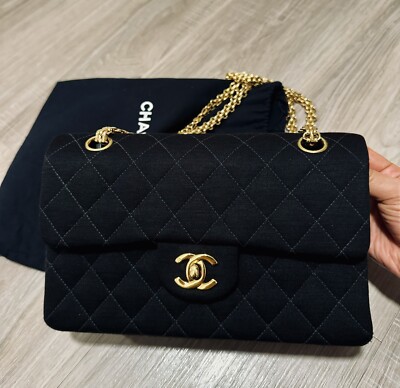 ❤️Chanel Classic Double Flap Bag reissue chain black fabric | eBay