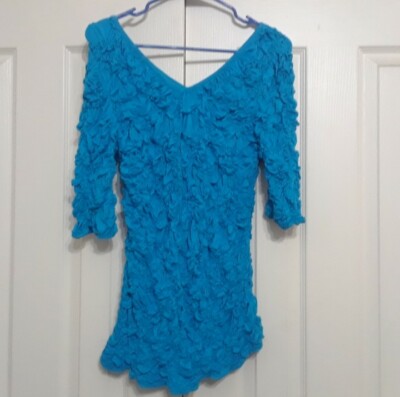 Lynn Ritchie S Blue Stretch Pucker Top | eBay