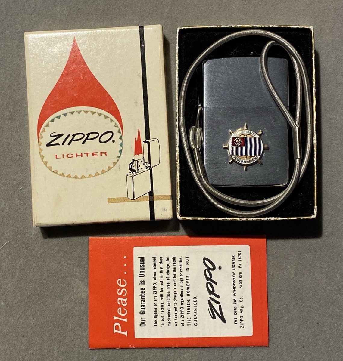 Vintage 1966 ZIPPO Lighter Loss Proof-United States Power Squadron