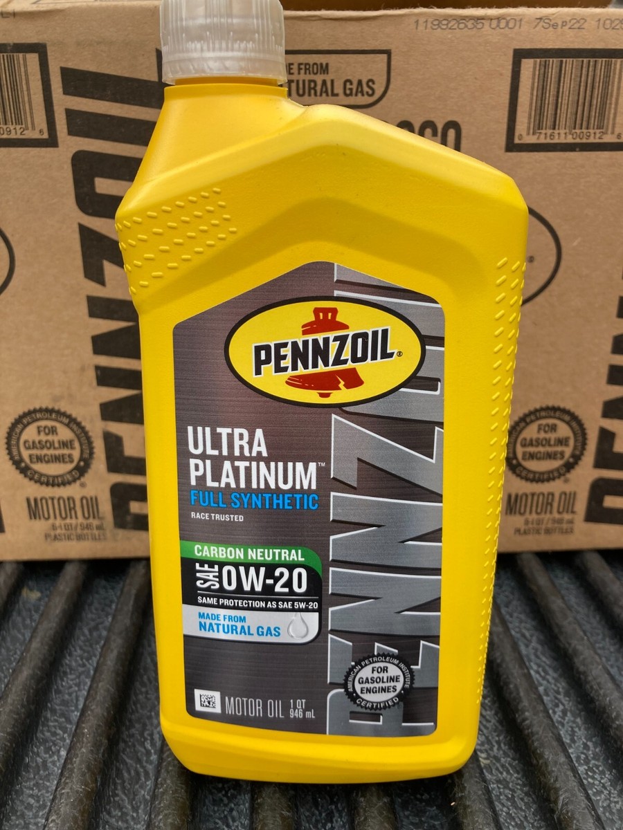 Pennzoil Ultra Platinum Full Synthetic 0W-20 Motor Oil 1qt | 6