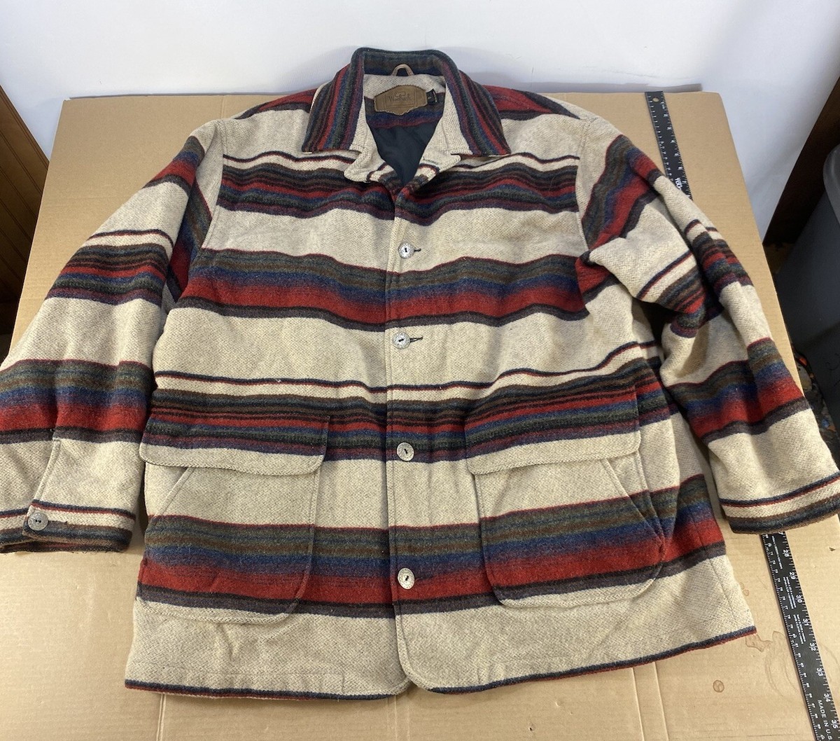 Vintage 90s Woolrich Aztec Dumb and Dumber Blanket Coat Indian