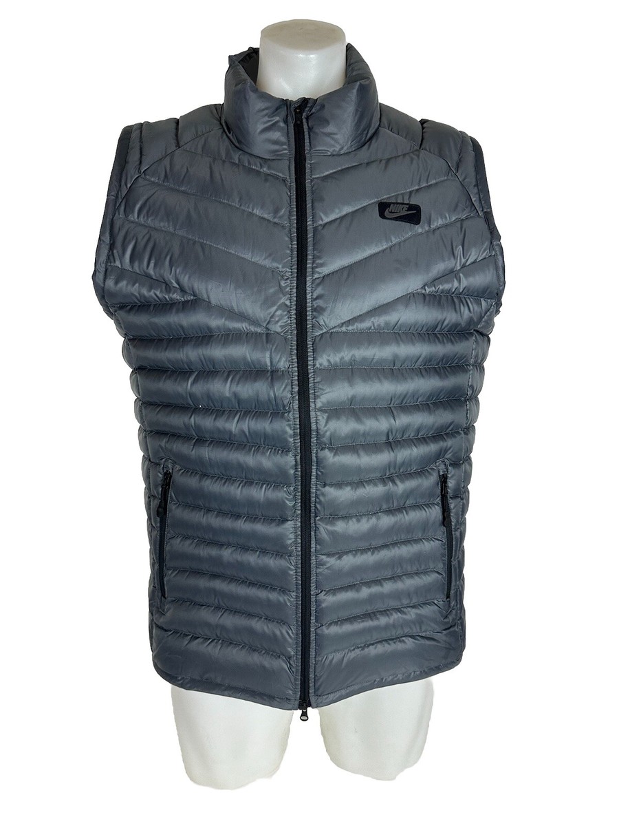 Nike Gilet Mens Large Grey Feather Duck Down Puffer Vest 550