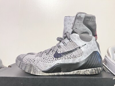 2014 Mens Nike Kobe IX 9 Elite Detail Fog Grey Black Size 10 Used