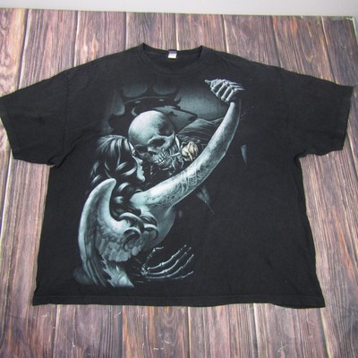 OG Abel Shirt Mens 2XL Black Death Angel Skeleton Tattoo Rose