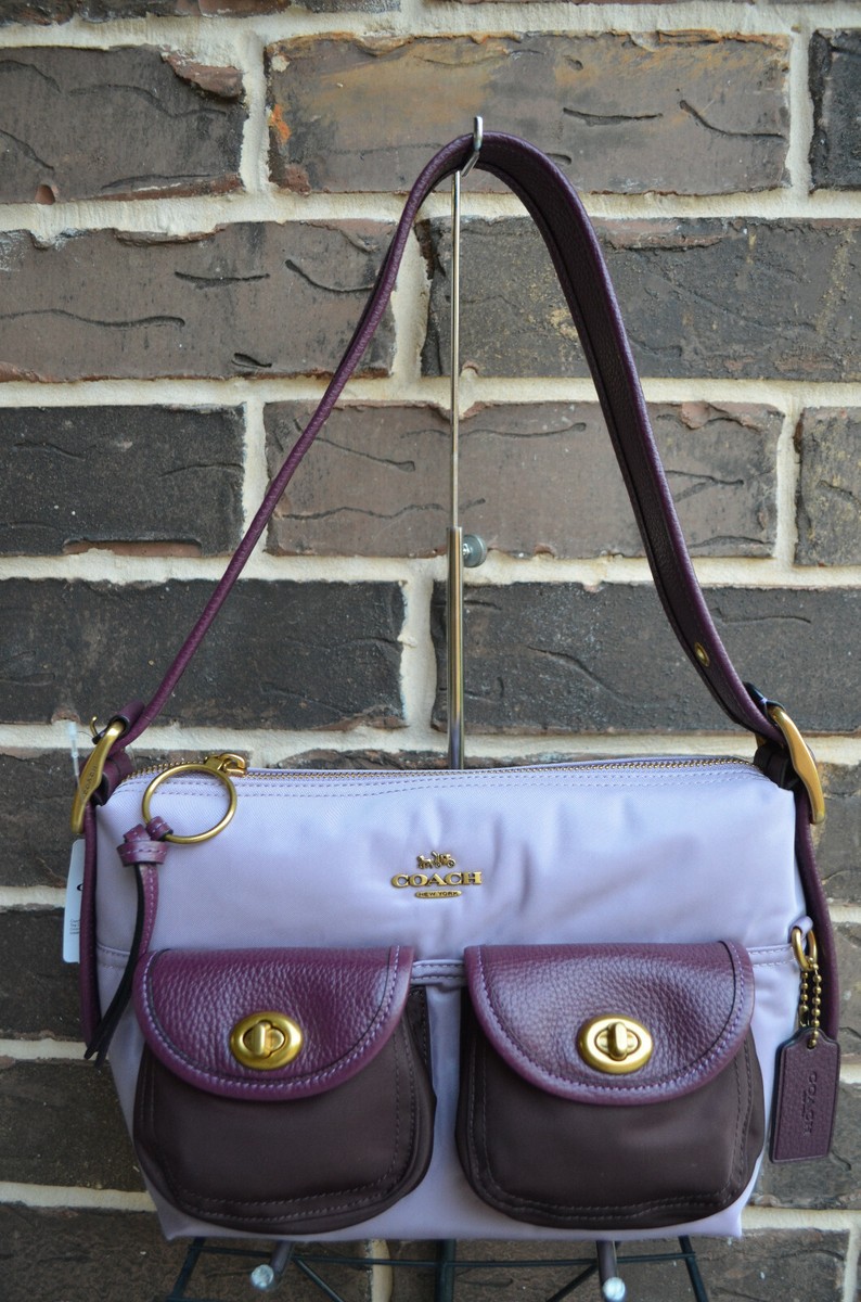 NWT $195 COACH Colorblock Nylon Cargo Shoulder Bag 23 Lilac Multi