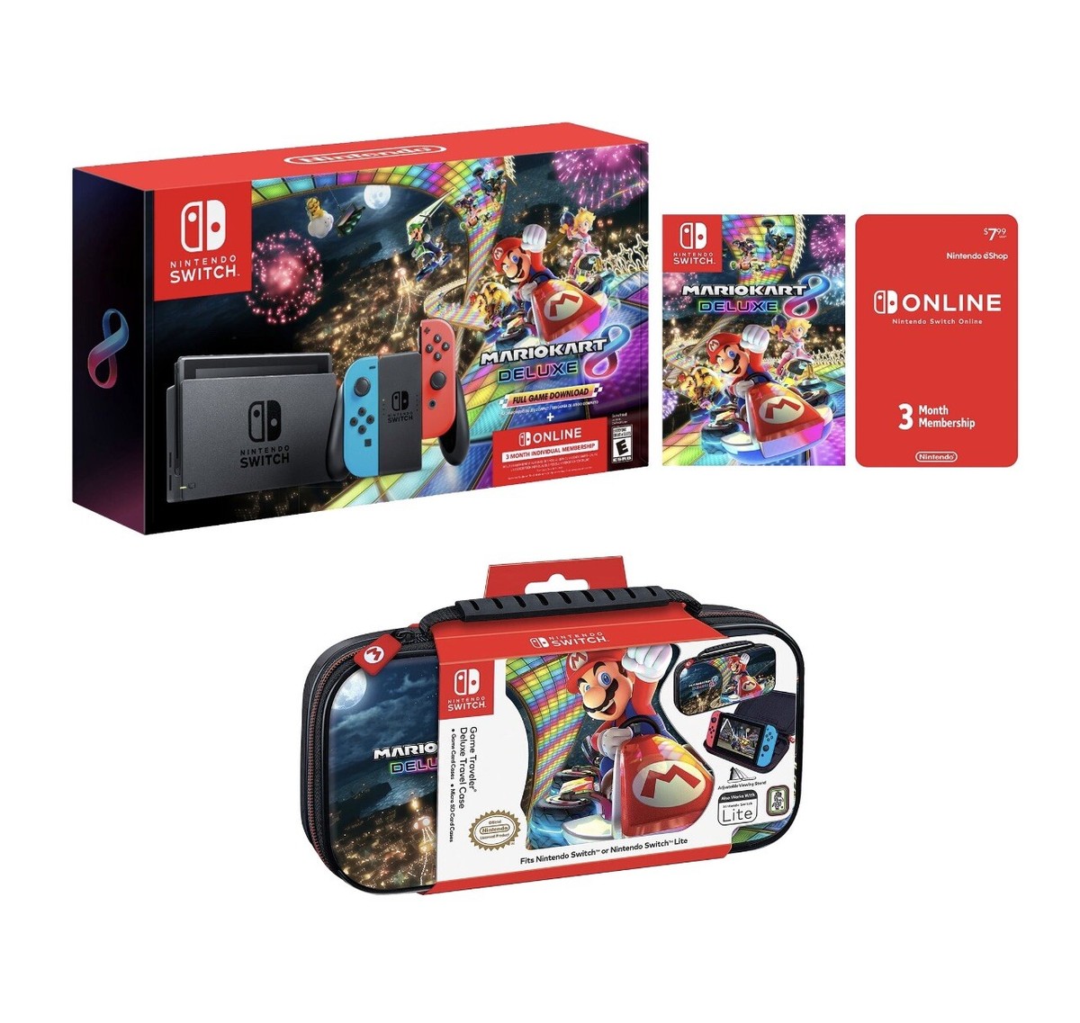 Nintendo Switch Super Mario Kart 8 Deluxe Bundle: Red and Blue