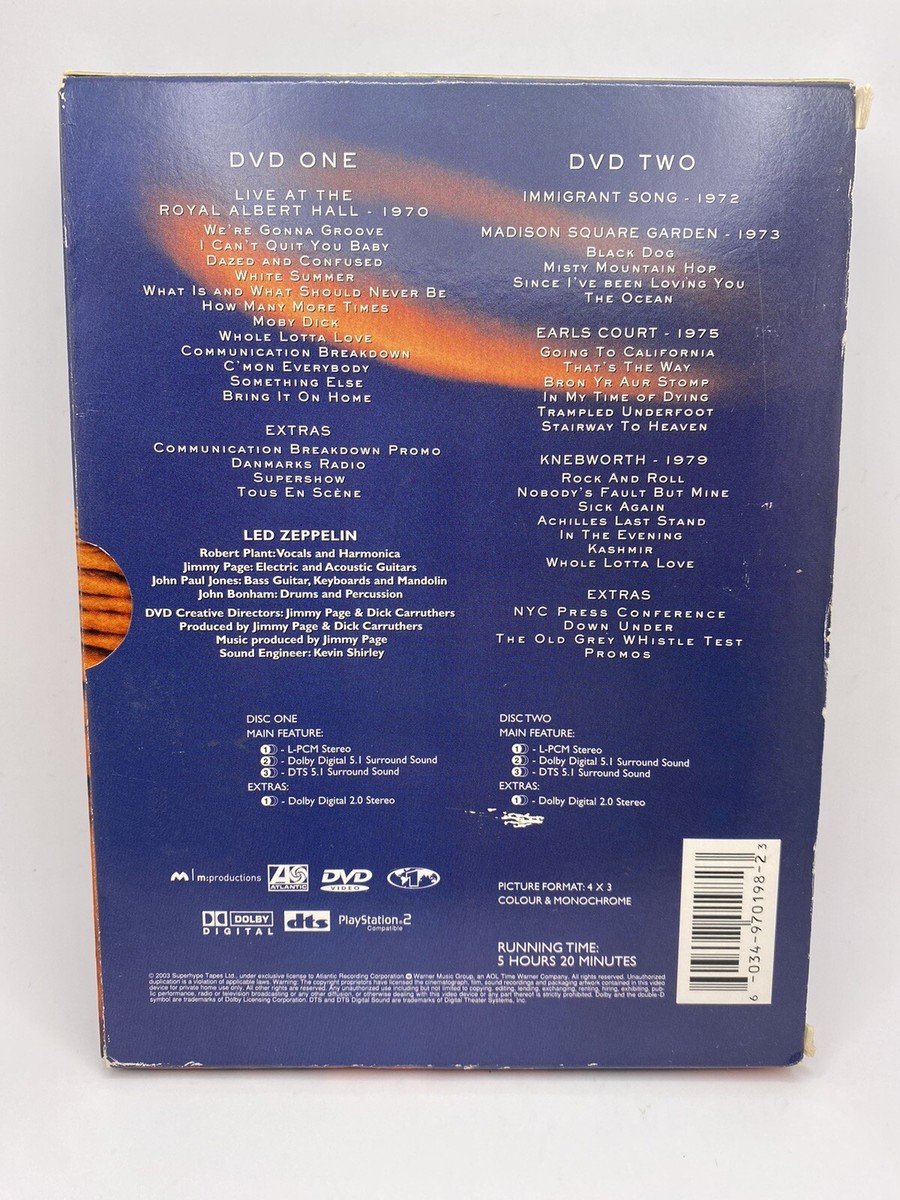 Led Zeppelin 2003 DVD 2-Disc Set Live in Concert DVDs 603497019823