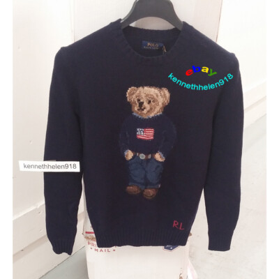 POLO RALPH LAUREN ICONIC POLO BEAR WOOL SWEATER NAVY MENS SIZE
