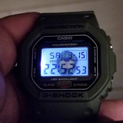 ⌚Rare Casio G-Shock DW5600UE custom Halo Master Chief tribute LED