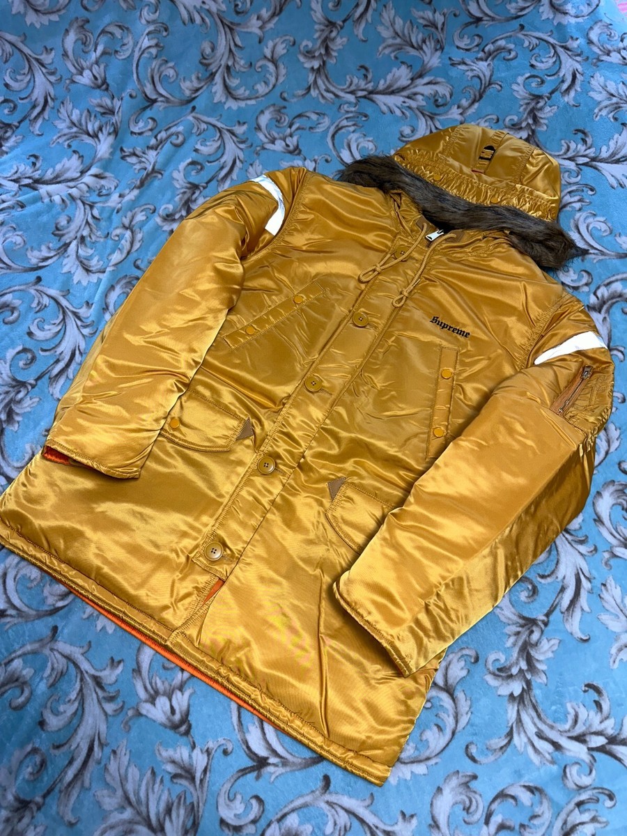 SUPREME REFLECTIVE CROSS N-3B PARKA (XL) (YELLOW) FW17 NUPTSE