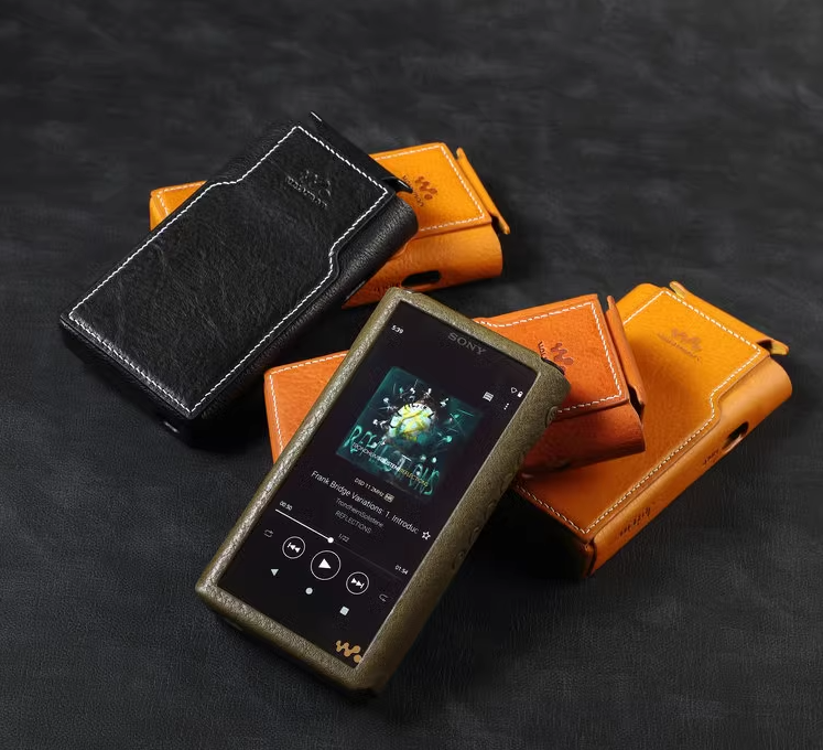 Luxury Minerva Box Genuine Leather Case for Sony Walkman NW-WM1AM2