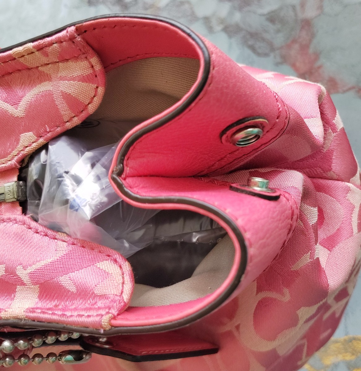Coach LARGE F14492 Pink Soho Y2K Signature C Canvas Pleated