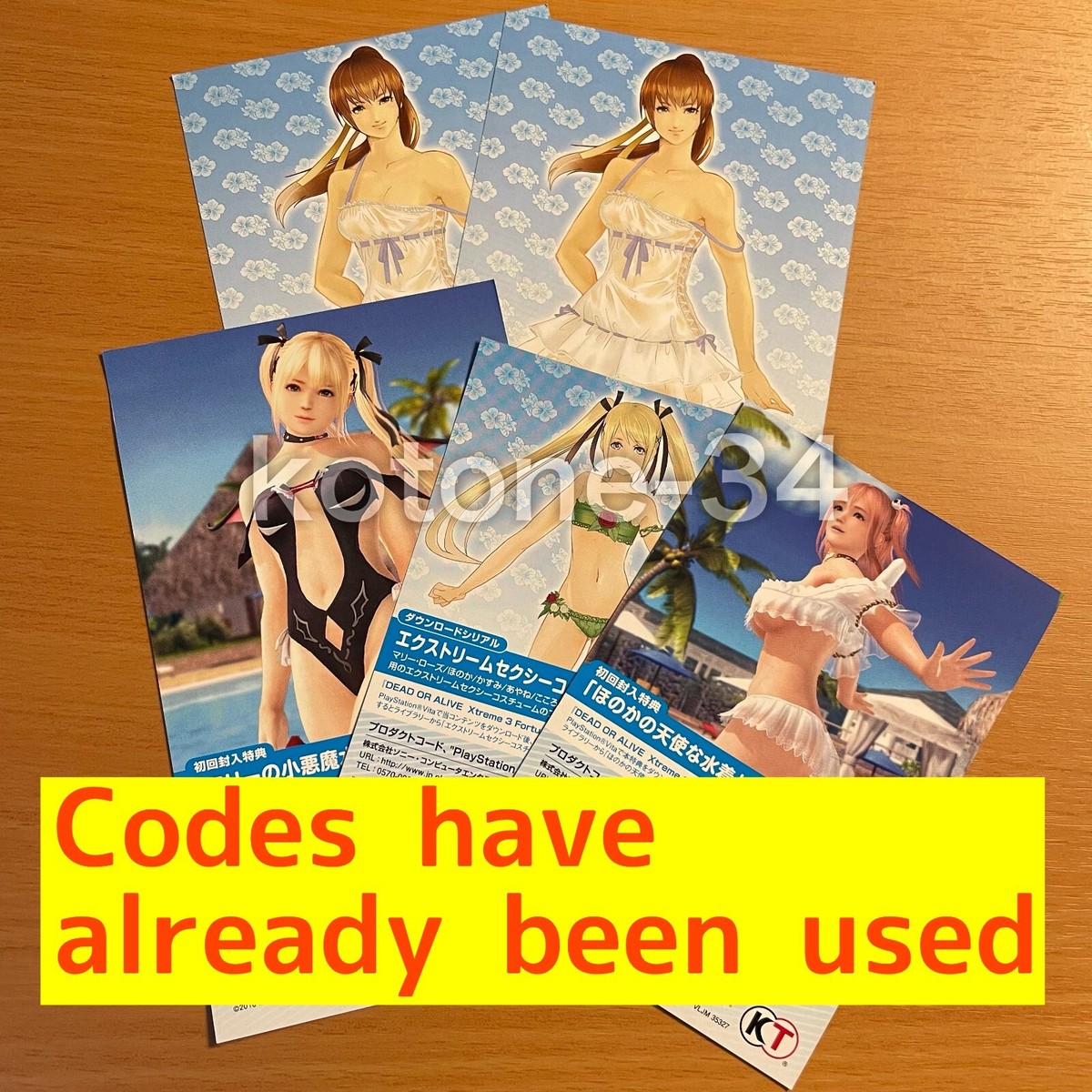DEAD OR ALIVE Xtreme 3 Fortune Venus DLC card only *Codes Have