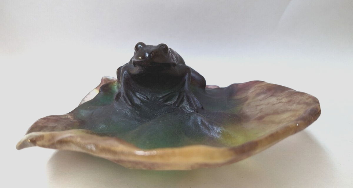 Daum France Pate de Verre Large Frog on Lily Pad Signed 6.5” | eBay