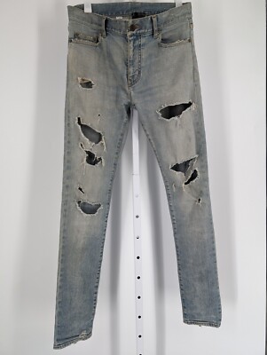 Saint Laurent 2016 Mens Skinny Low Waist Thrashed Rock Star Jeans