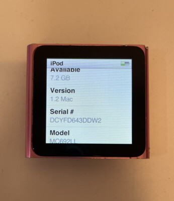 Apple iPod nano 6th Generation 8GB - Pink - Works Great