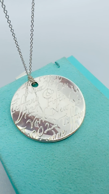 Tiffany & Co. 925 Silver LARGE 41mm Notes Script Pendant 19