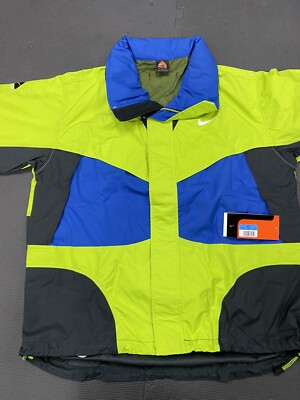 Vtg Nike ACG Retro Neon Yellow Volt Jacket Men M 90s Rain Wind