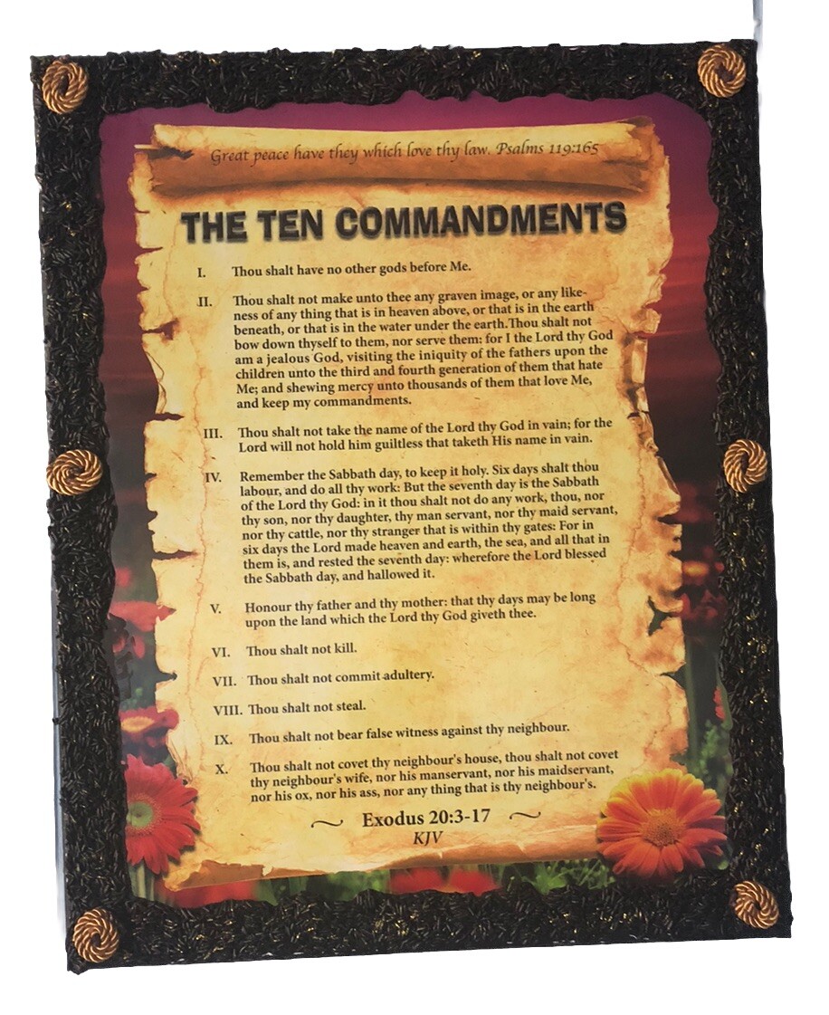 The Ten Commandments 20x16 King James Poster Plaque Exodus 20 Art