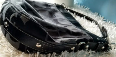 Coach Black Signature C Canvas Shoulder Bag With Leather Trim | eBay