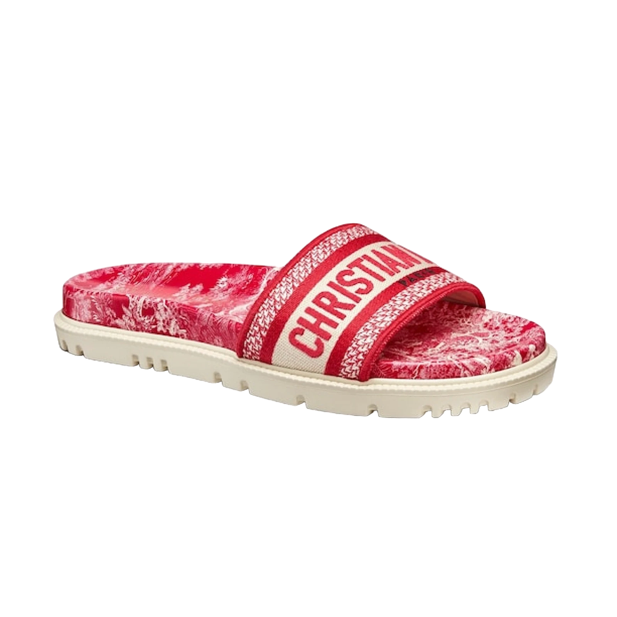 Christian Dior Dway Red Logo Toile De Jouy Platform Slide Mule