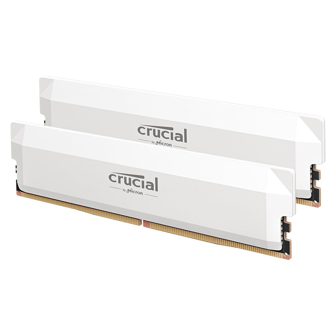 Crucial 32GB DDR5 RAM Kit 2x16GB 6000MHz Overclocked White Memory