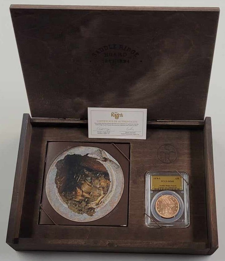 1878-S PCGS MS60 Saddle Ridge Hoard $20 GOLD COIN w/COA and