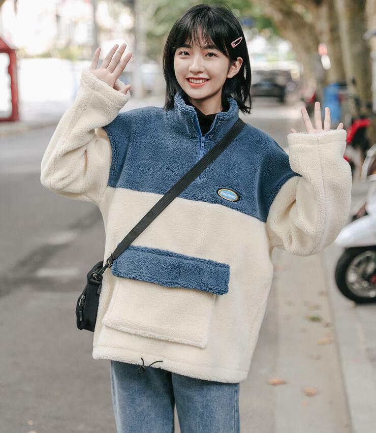 Mori Girls Korean Style Lambswool Winter Warm Casual Loose Coat