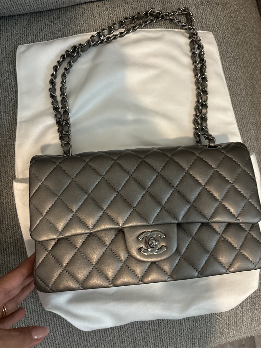 Chanel Classic Flapbag Medium Satin Ruthenium Color | eBay