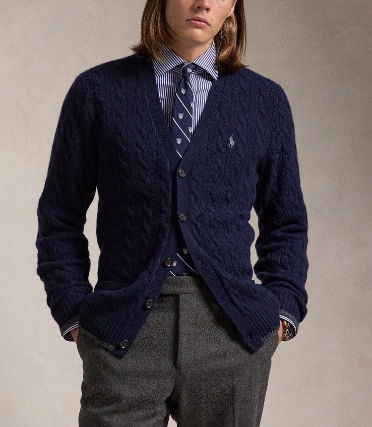 $198 Polo Ralph Lauren Men's Cable-Knit Wool-Cashmere Cardigan
