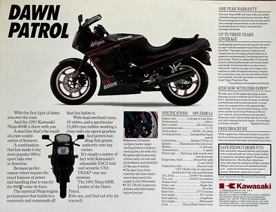 1992 Kawasaki ZX600-C5 Ninja 600R double-sided brochure-literature