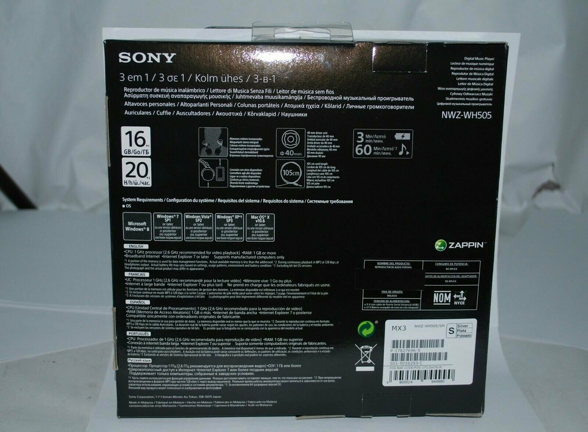 Sony NWZ-WH505 Earcup Foldable Wireless Headphones MP3 Player
