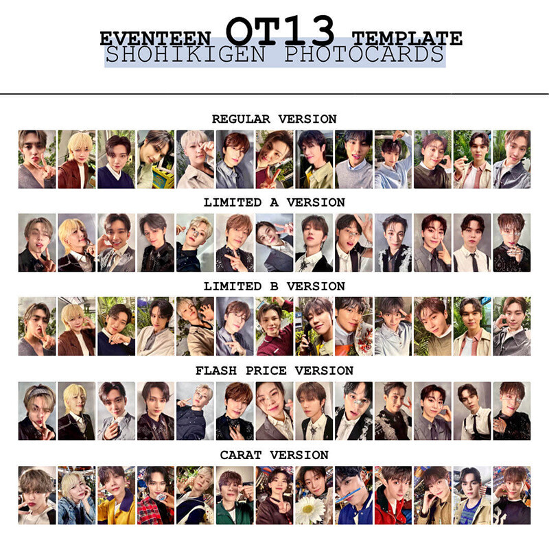 13pcs/set Kpop SEVENTEEN Shohikigen 消费期限 Photo Card Self Made