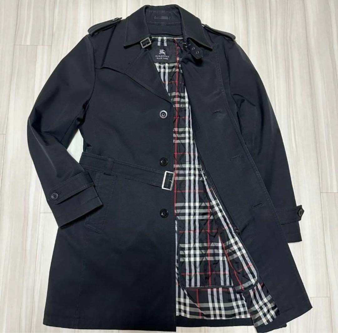 BURBERRY BLACK LABEL Trench Coat size L inner Nova Check Belted
