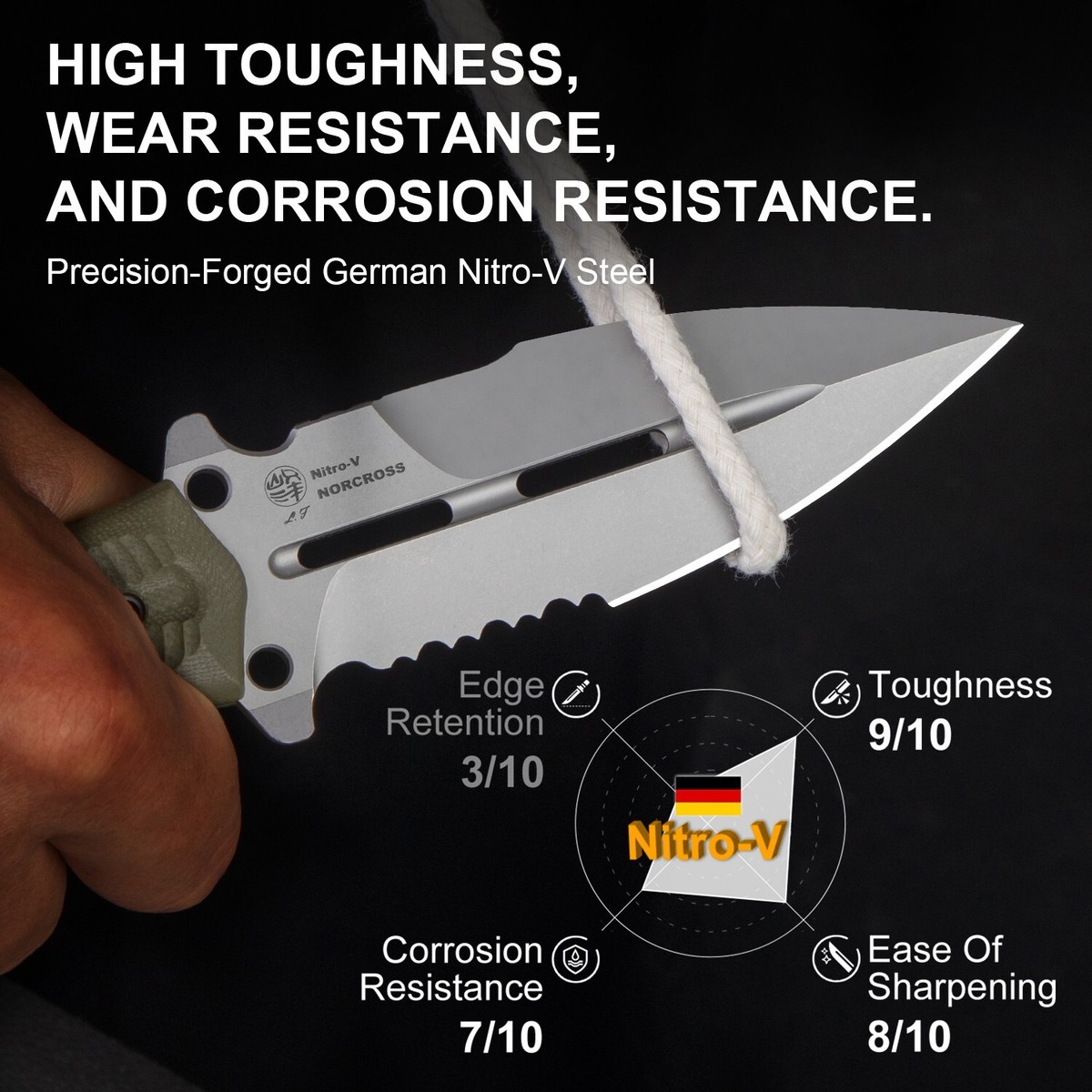 Kizer NORCROSS Fixed Blade Single-Edged Nitro-V Blade G10 Handle