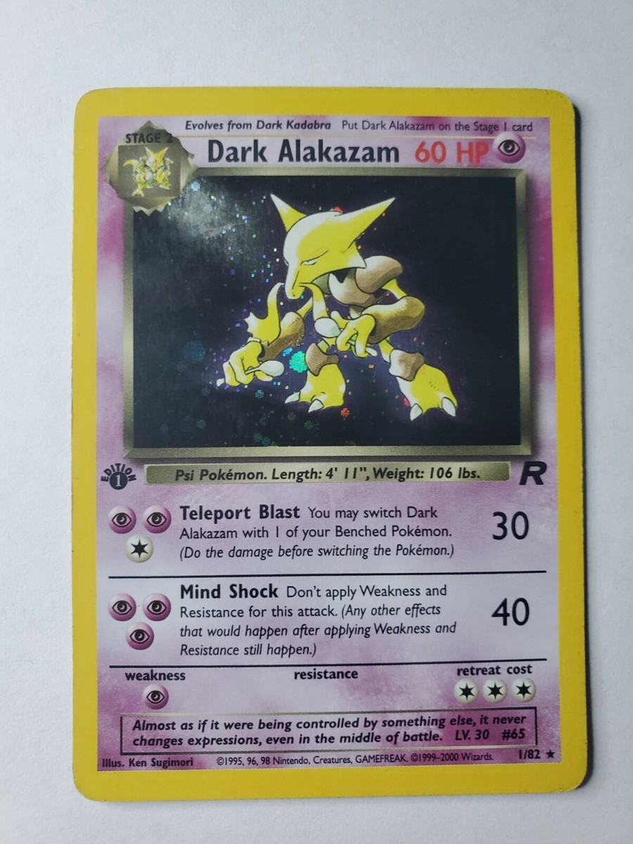 Dark Alakazam 1st Edition REAL HOLO 1/82 Team Rocket Pokemon Card